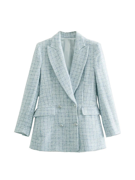 Blazer Tweed Longo Sky